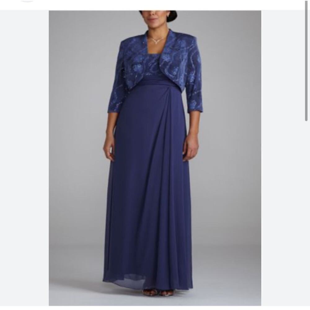 Davids Bridal 3/4 Sleeve Jacket and Dress Set size 10